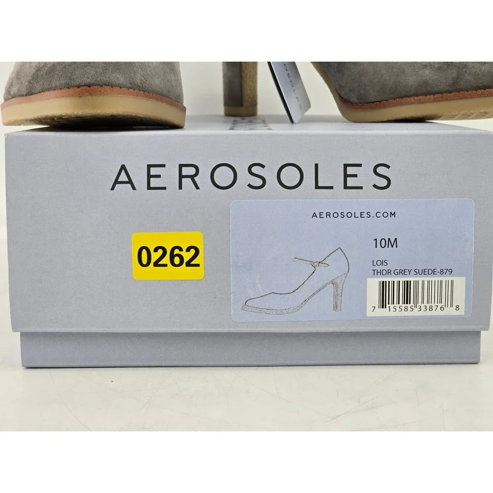 Aerosoles Lois Pump Womens 10M Grey Suede Mary Jane Heel - New
